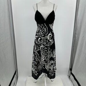 Betsy & Adams By Linda Bernell black and silver woman's midi dress US size 12